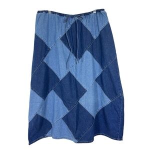 Denim & Co Patchwork Denim Skirt Boho 2X